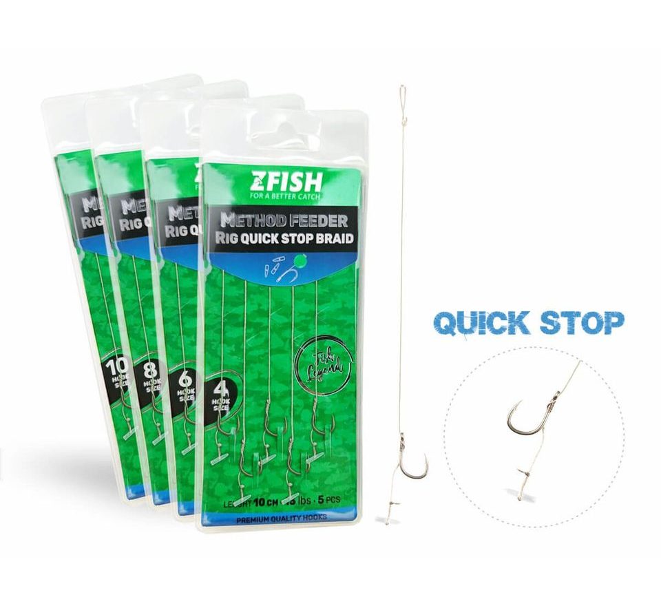 Zfish Náväzec Method Feeder Rig Quick Stop Braid 5ks