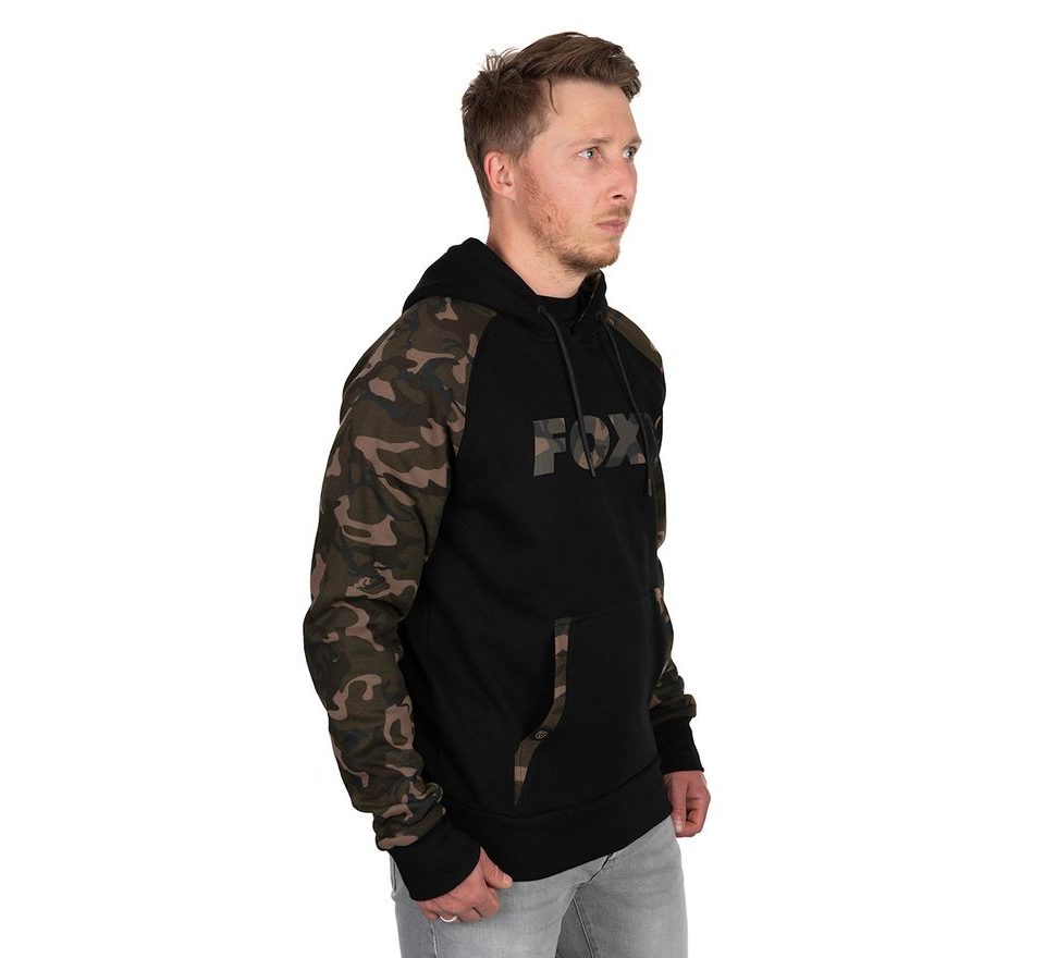 Fox Mikina Black / Camo Raglan Hoodie