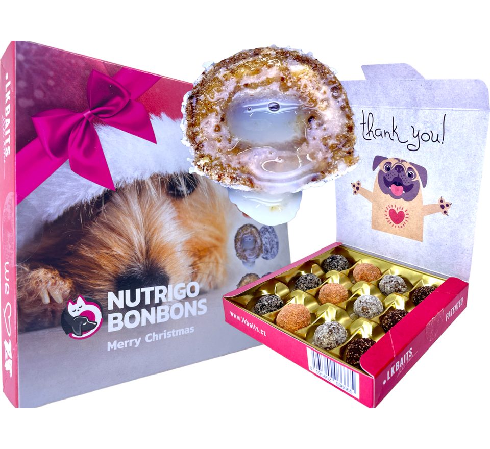 LK Baits Pet Vánoční bonboniéra Nutrigo Bonbons Merry Christmas pro větší psy