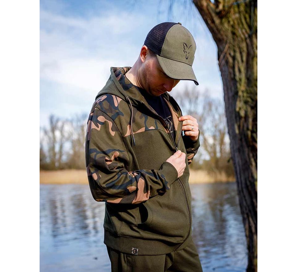 Fox Mikina LW Khaki / Camo Split Zip Hoody
