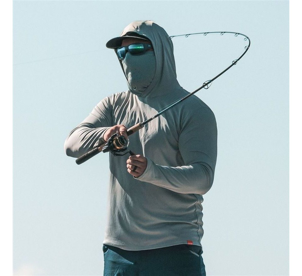 Grundéns UV Tričko Tough Sun Masked Hoodie Iceberg
