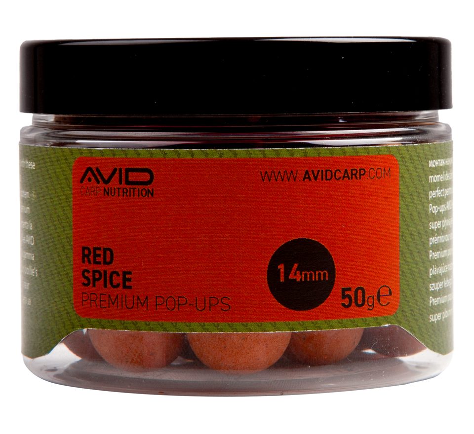 Avid Plovoucí boilie Premium Pop-Ups Red Spice Belachan 14mm 50g