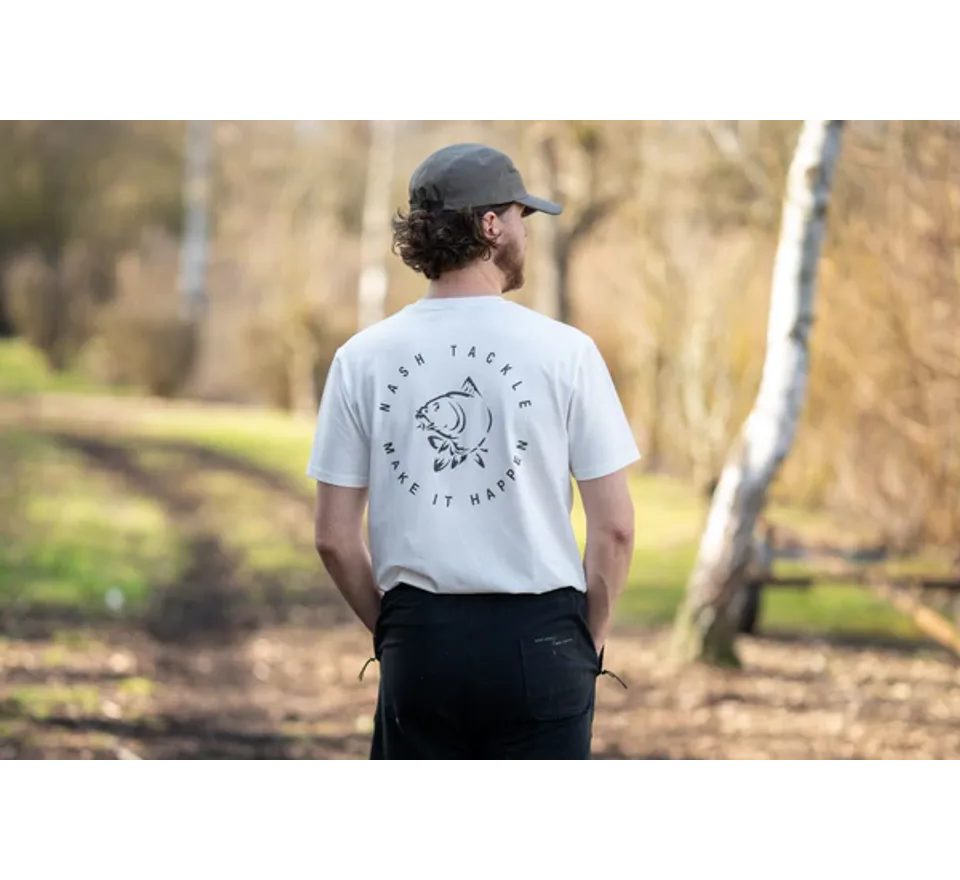 Nash Triko Make It Happen Carp Logo T Shirt Ecru