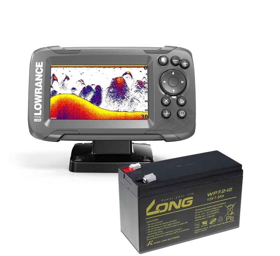 Lowrance Echolot HOOK² 4x GPS se Sondou Bullet Skimmer  + baterie ZDARMA