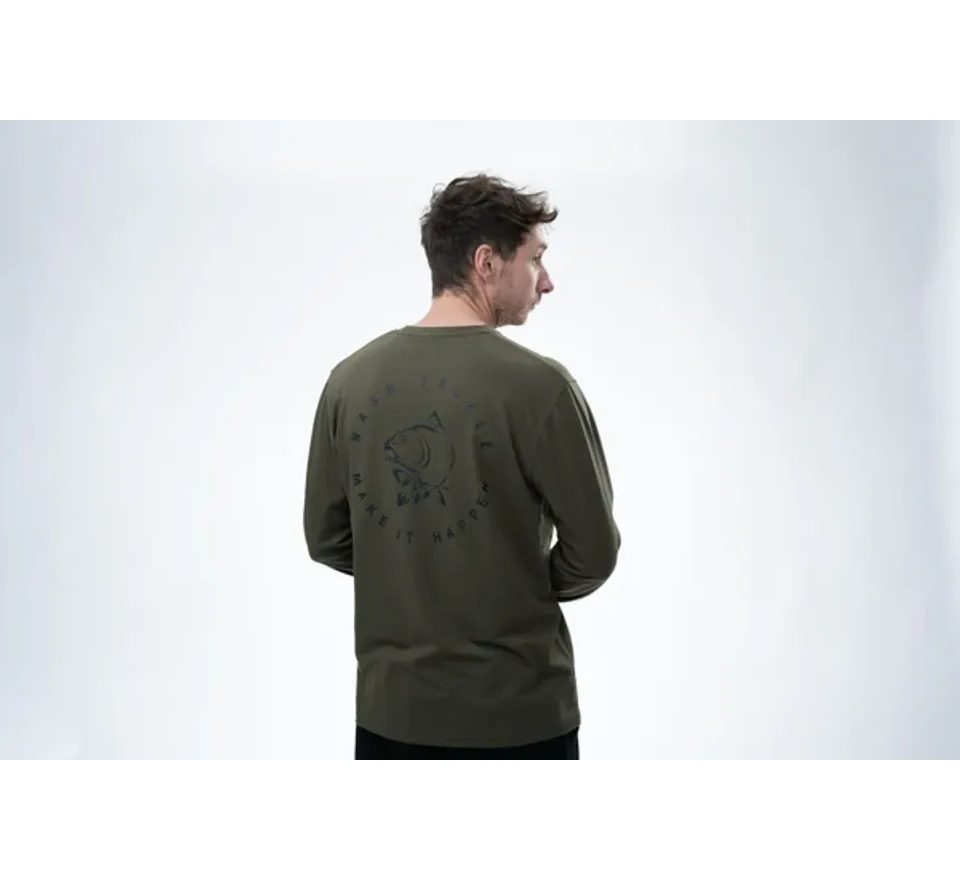 Nash Triko Make It Happen Carp Logo Long Sleeve T Shirt Green