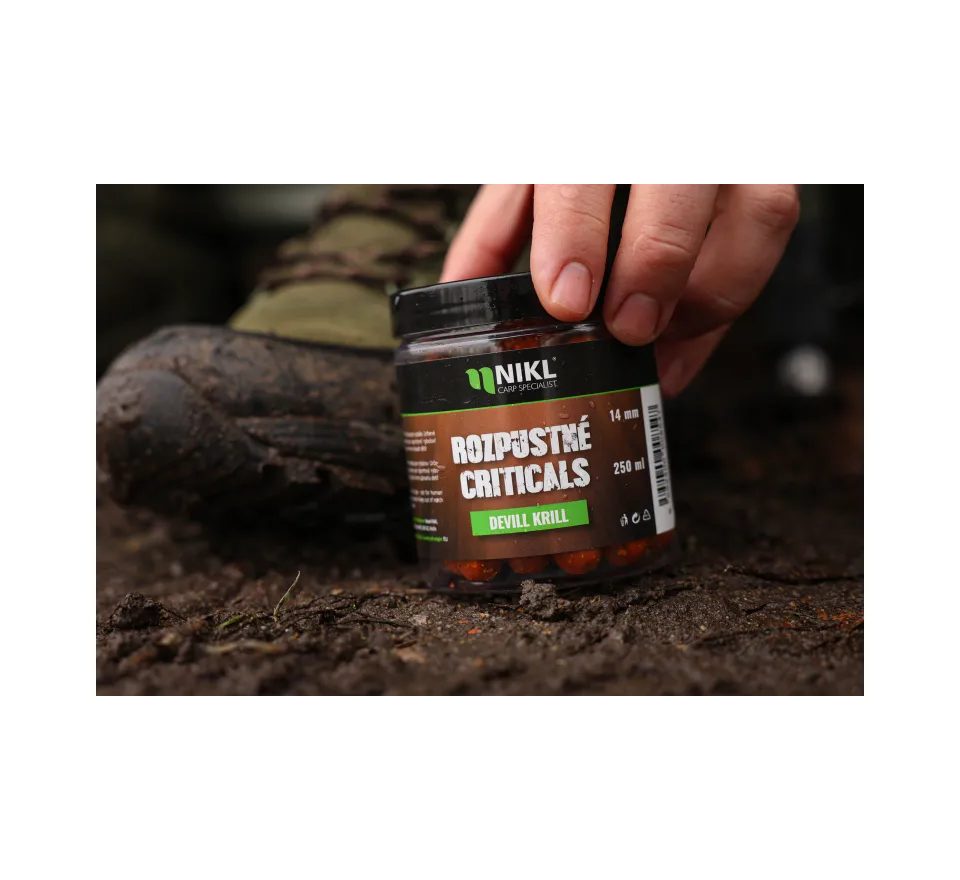 Nikl Rozpustné Criticals boilie Devill Krill 250ml