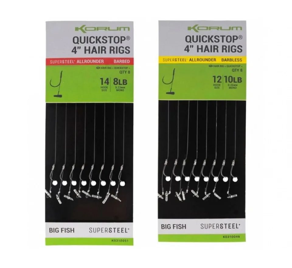 Korum Hotové Návazce Big Fish Quickstop Hair Rigs Barbed 10cm