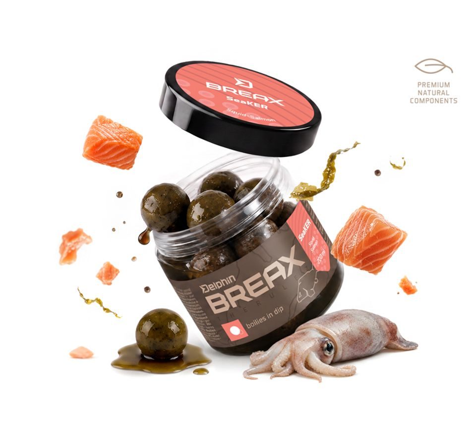 Delphin Boilies v dipu BreaX/SeaKER Oliheň-Losos 200ml