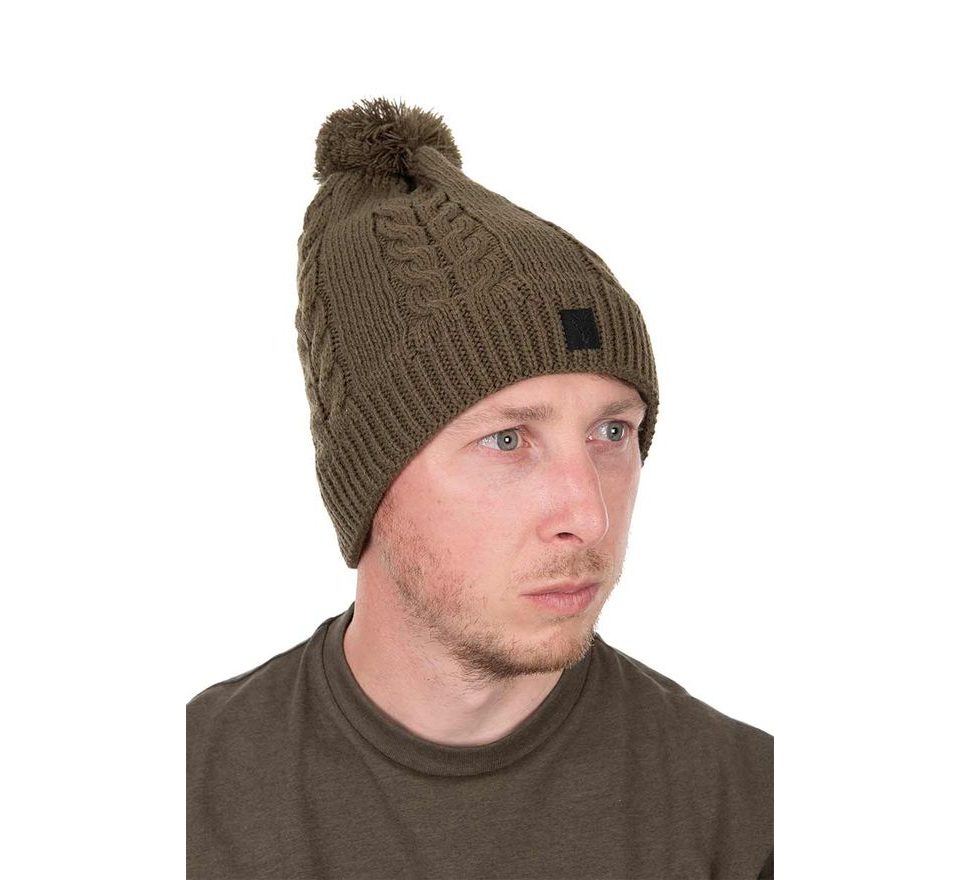 Fox Zimná čiapka Khaki Pletená s Brmbolcom