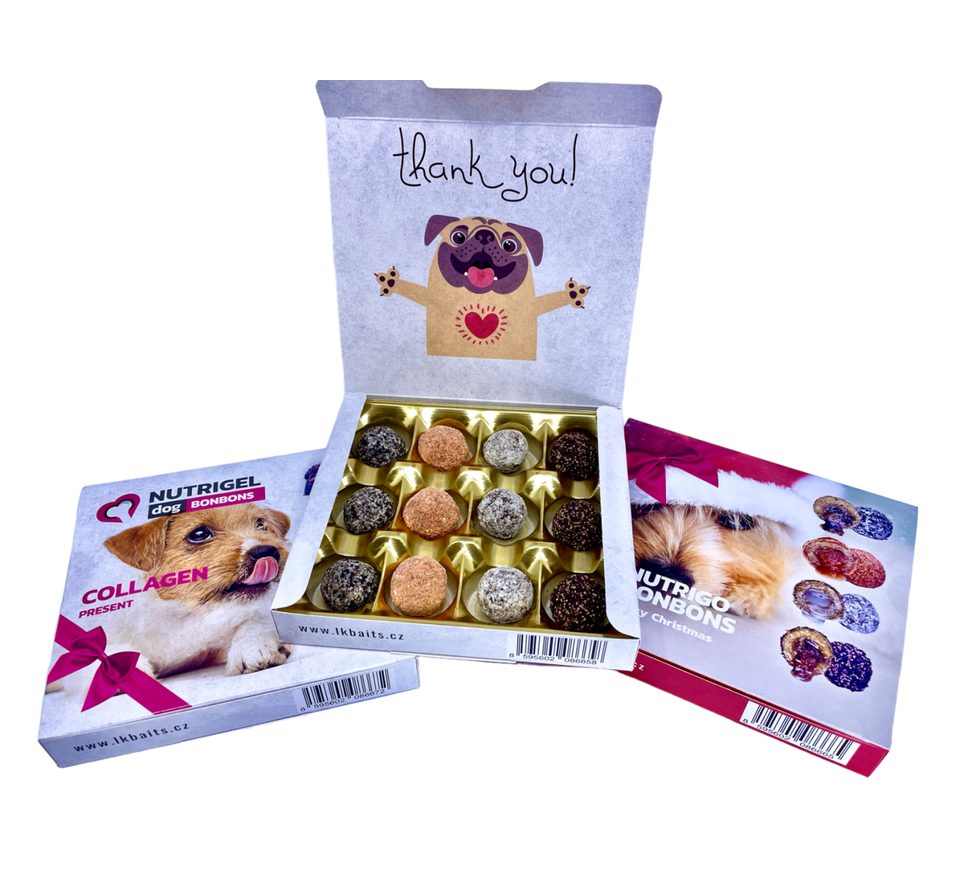 LK Baits Pet Sváteční bonboniéra Nutrigo Bonbons Present pro větší psy