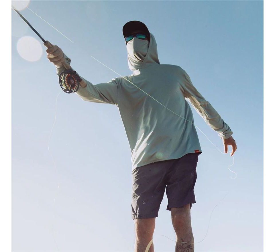 Grundéns UV Tričko Tough Sun Masked Hoodie Iceberg