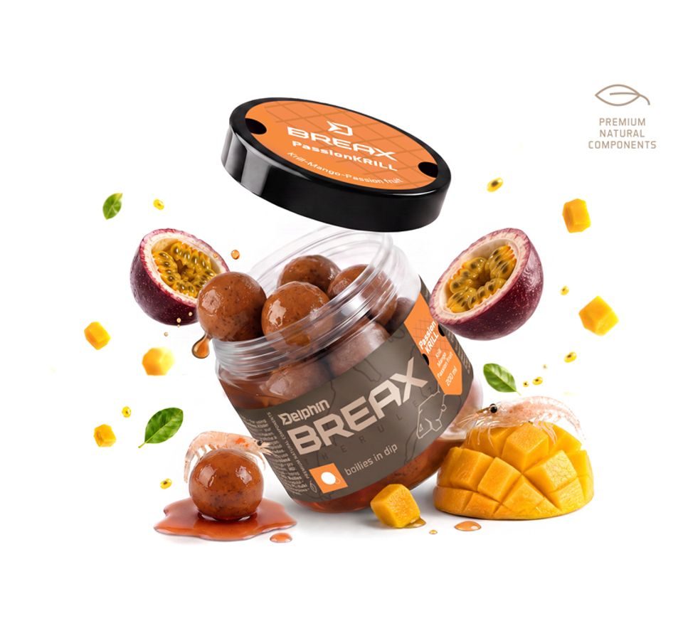 Delphin Boilies v dipu BreaX/PassionKRILL Krill-Mango 200ml