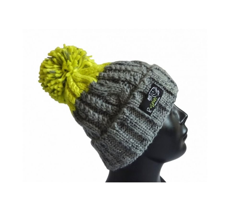 R-Spekt Kulich MAXI PomPom beanie šedý citron