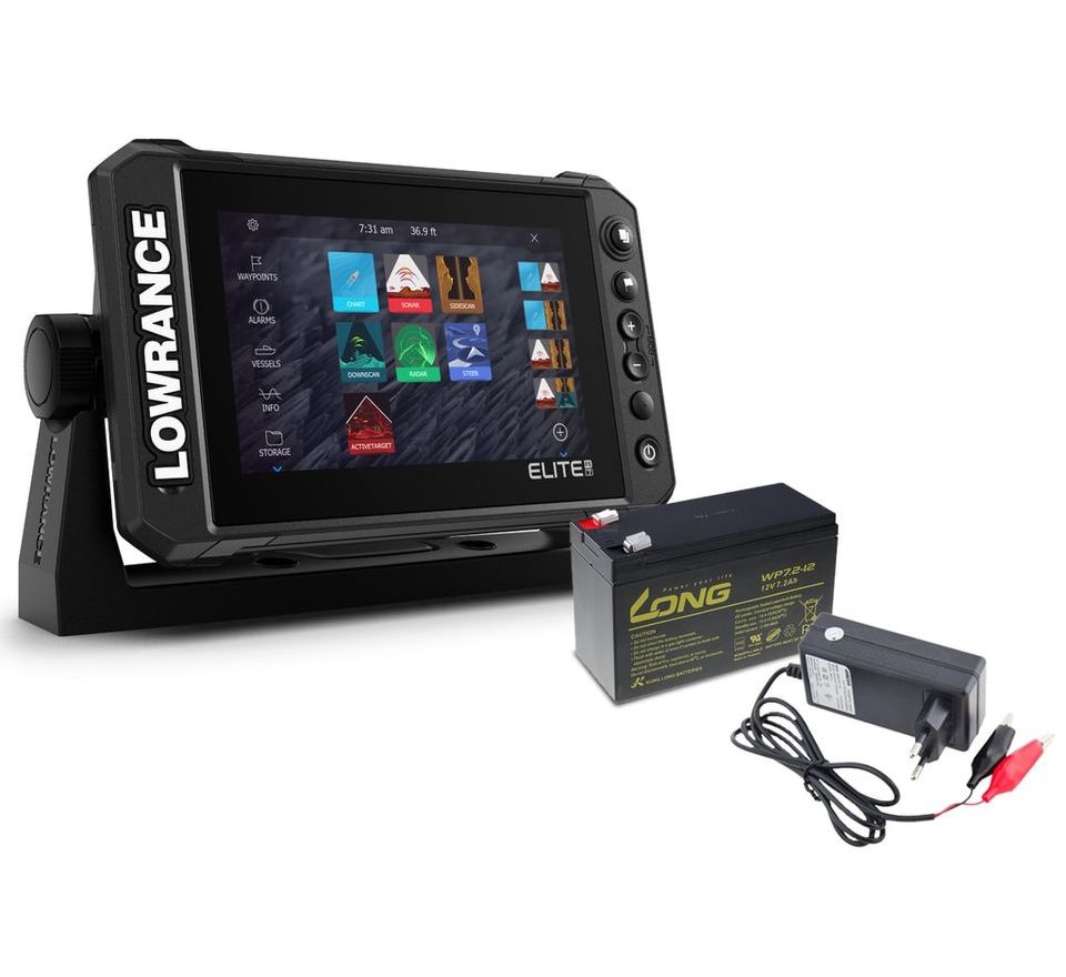 Lowrance Echolot Elite FS 7 se sondou Activeimaging 3v1 + baterie + nabíječka ZDARMA