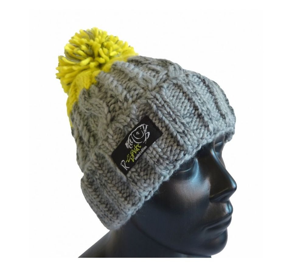 R-Spekt Kulich MAXI PomPom beanie šedý citron