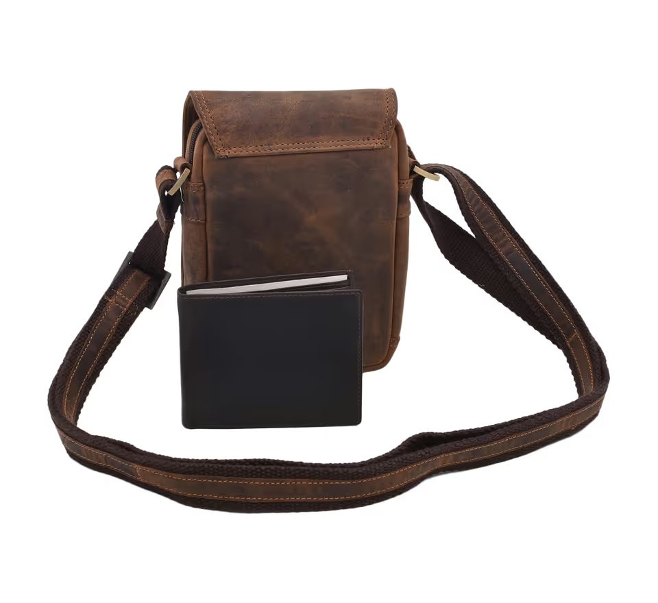 Mercucio Kožená taška přes rameno Crossbody Hunter kapr tmavěhnědý