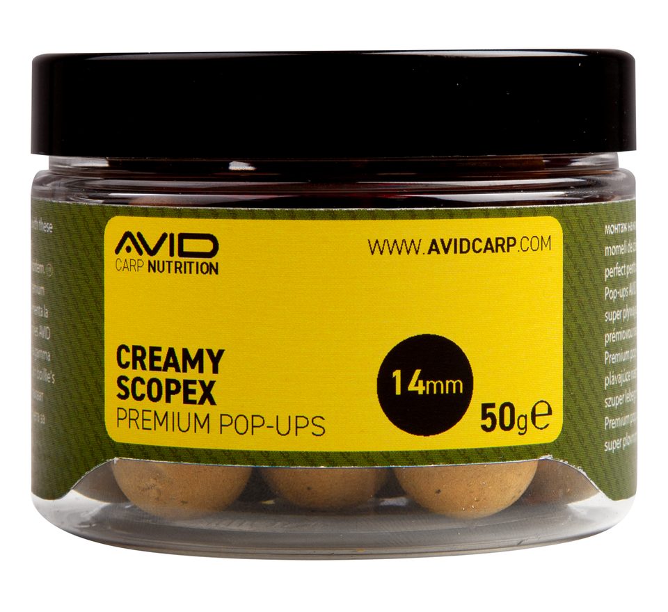 Avid Plovoucí boilie Premium Pop-Ups Creamy Scopex 14mm 50g