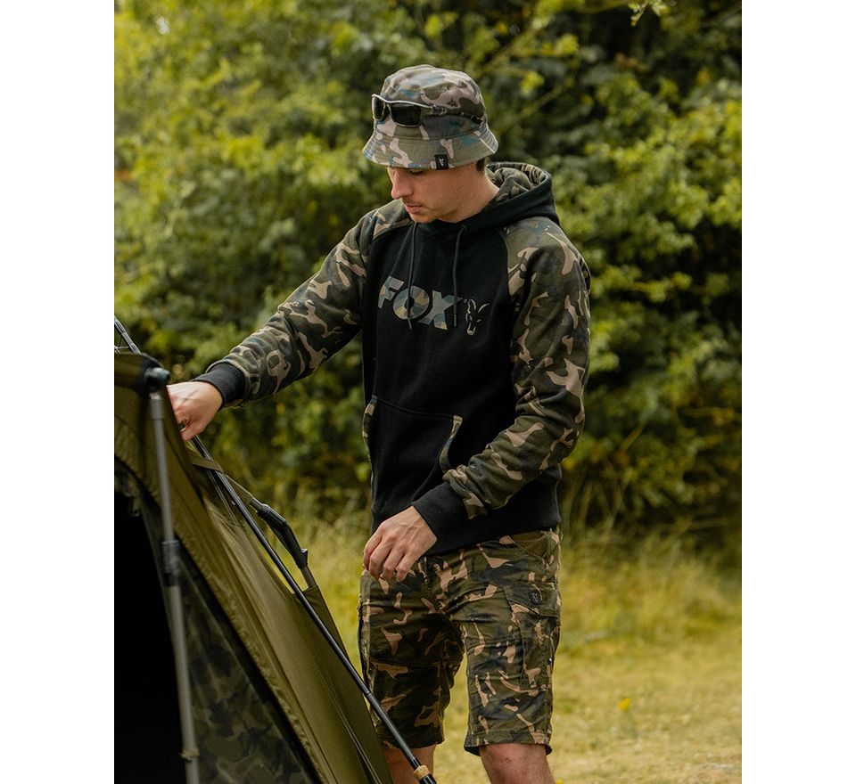 Fox Mikina Black / Camo Raglan Hoodie