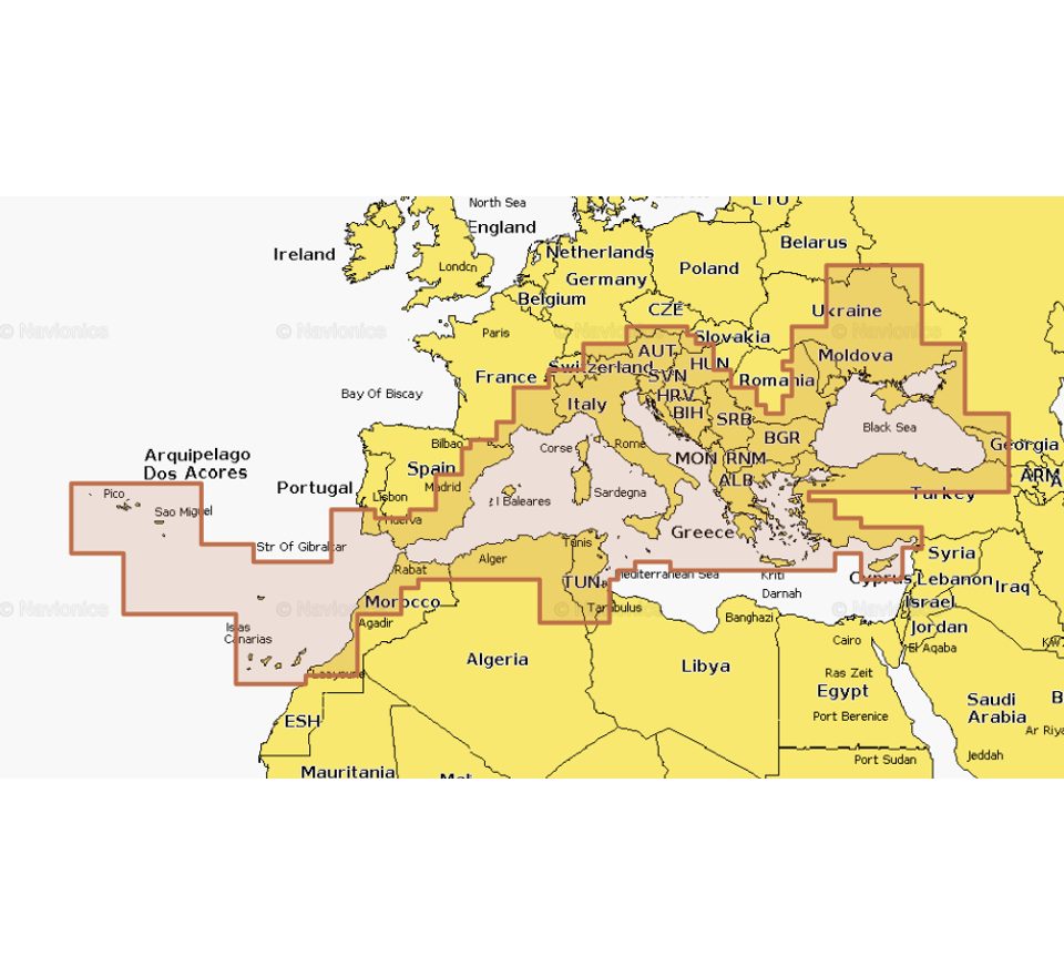 Navionics+ Mapy Středozemní moře + Černé moře