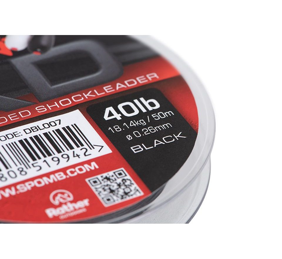 Spomb Šoková šňůra Braided Leader Black 50m 40lb