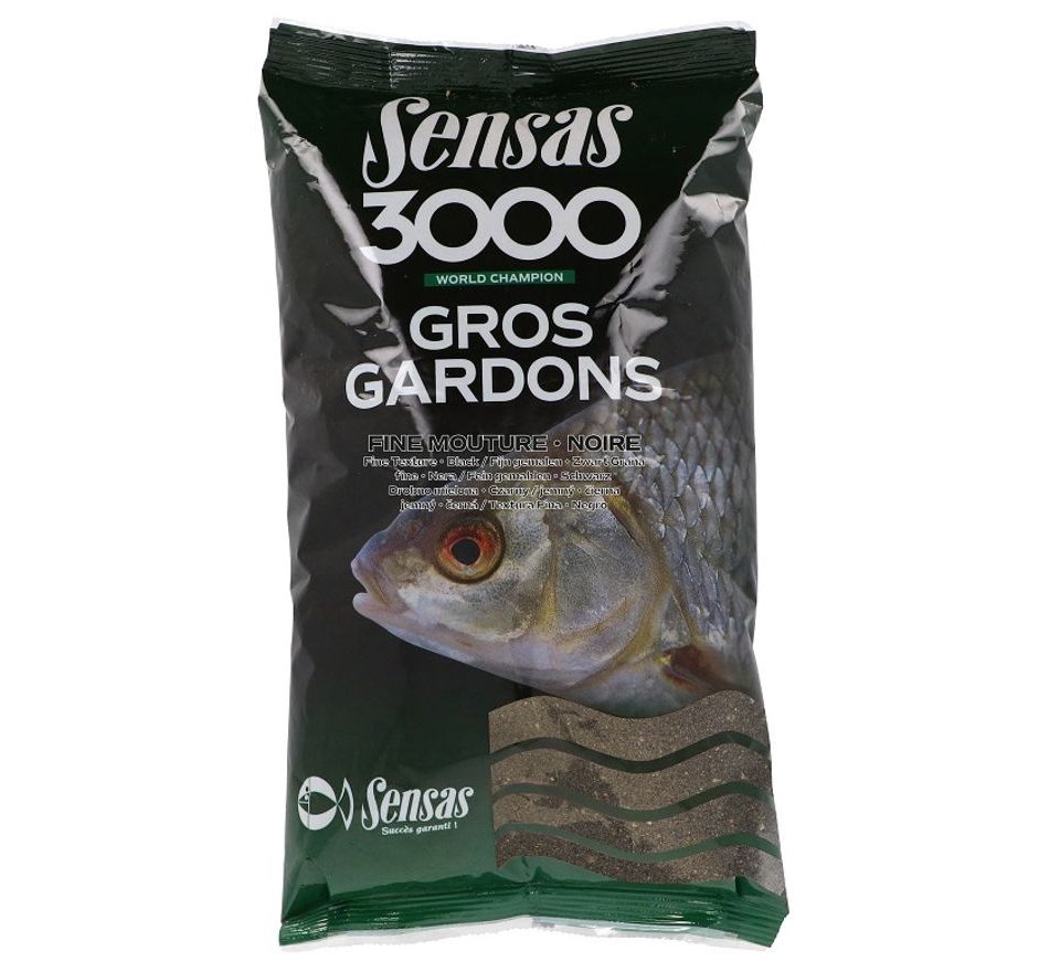 Sensas Krmení 3000 Gros Gardons Noire Fine Mouture (velká plotice černá jemná) 1kg