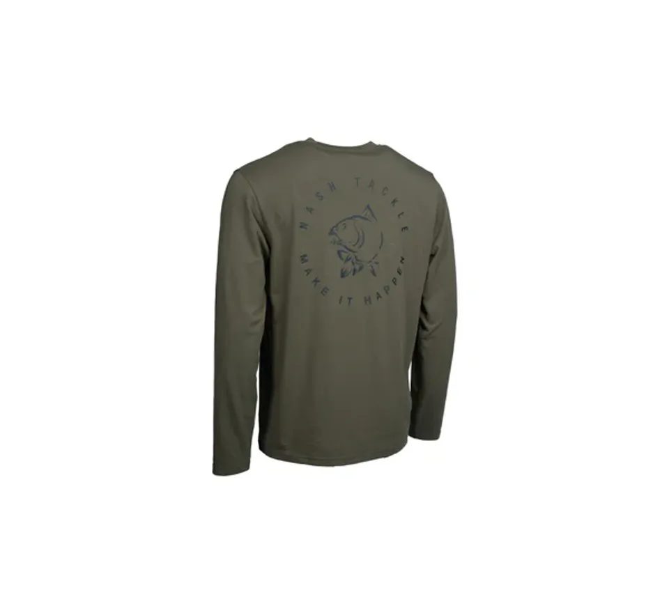 Nash Triko Make It Happen Carp Logo Long Sleeve T Shirt Green