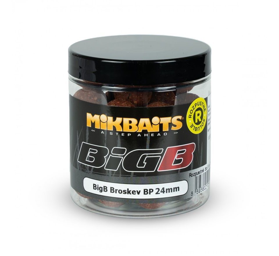 Mikbaits Rozpustné boilie BigB Broskev Black pepper