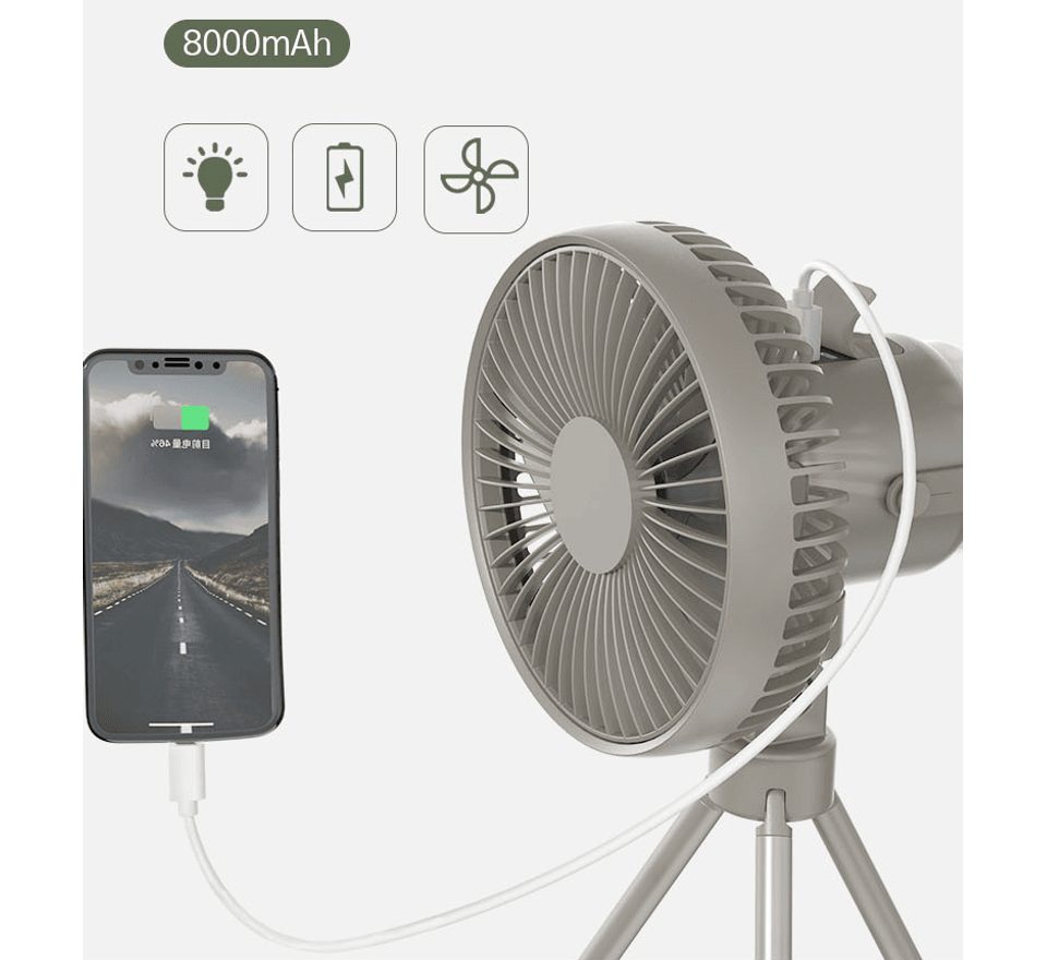 Boatman Multifunkční přenosný ventilátor se světlem a powerbankou 8000 mAh