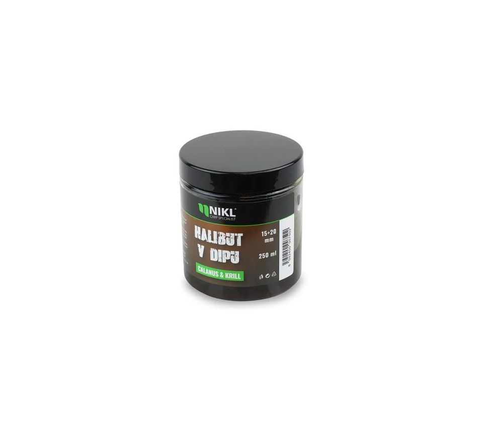 Nikl Black halibut pelety v dipu 15+20 mm 250ml
