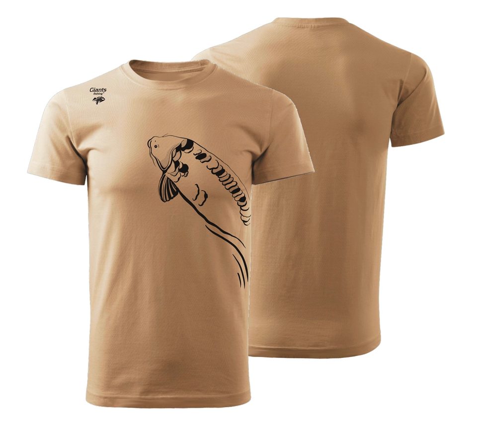 Giants fishing Tričko pánské béžové Plavající kapr