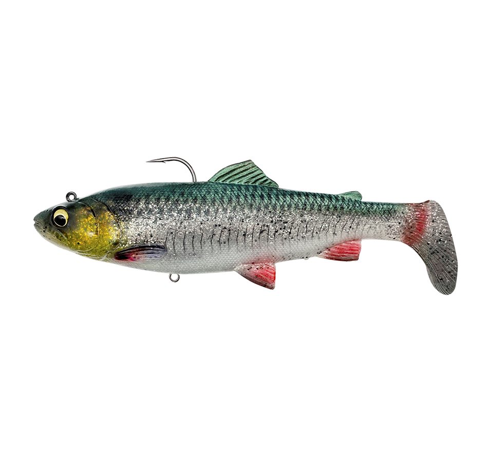 Savage Gear Gumová nástraha 4D Rattle Shad Trout Sinking Green Silver