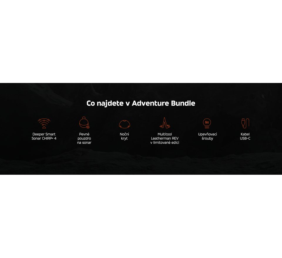 Deeper Adventure Bundle Nahazovací Sonar Deeper CHIRP+ 4 + Multifunkční kleště Leatherman Rev