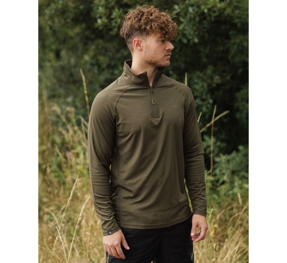 Korda Tričko Kool UPF Zip Jersey Tmavo Olivové