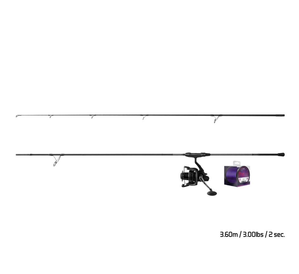 Delphin Kaprařský set CorsaBLACK Nero 3,6m 3lb 2díl + naviják CORZAR 8T + 0,30mm