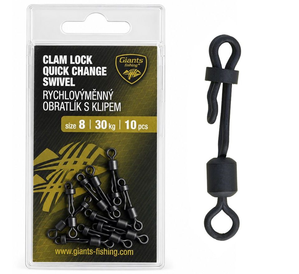 Giants fishing Rychlovýměnný obratlík s klipem Clam Lock Quick Change Swivel vel.8/30kg