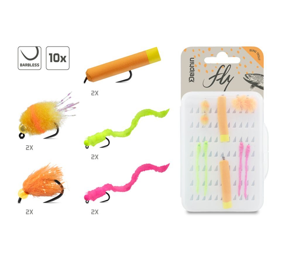Delphin Sada umělých mušek Fly Bung trout 10ks