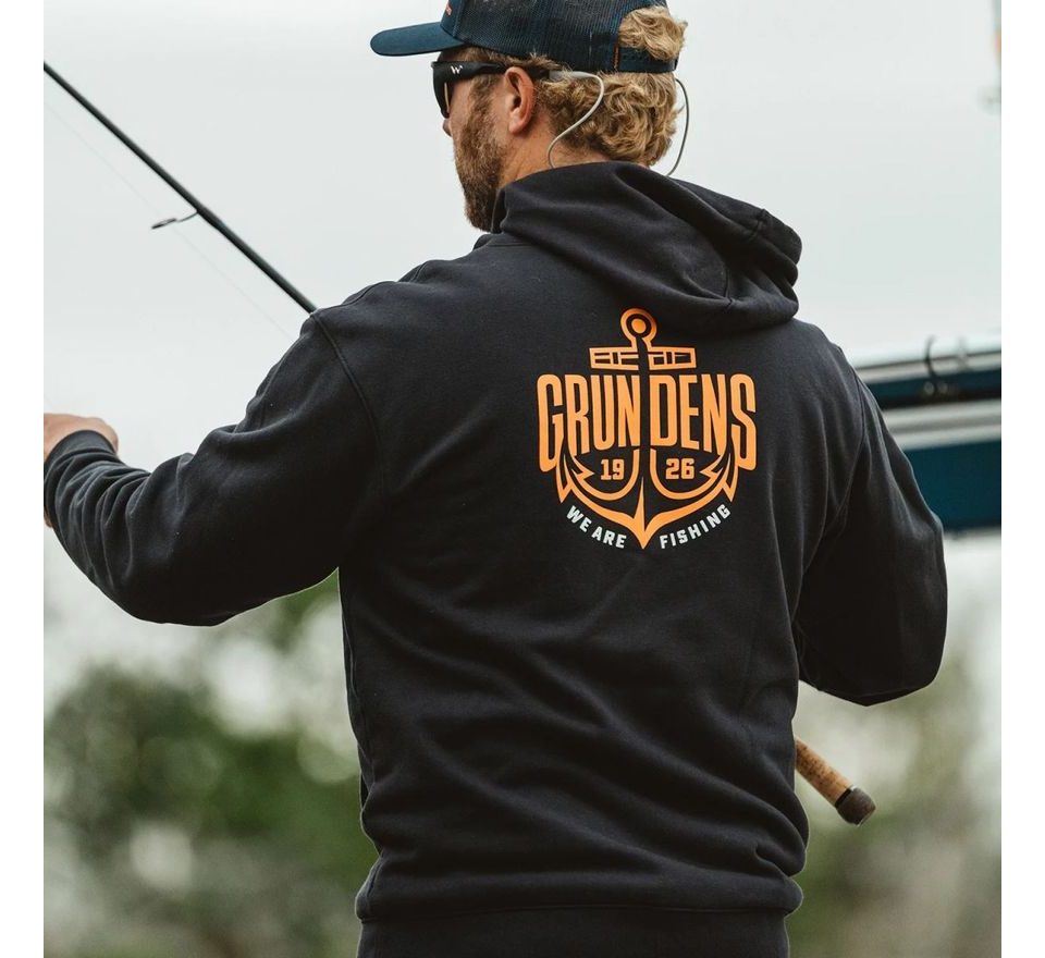 Grundéns Mikina Displacement DWR Hoodie Logo Anchor Black