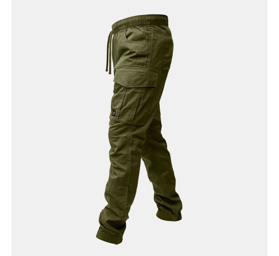 KUMU Lehké kalhoty Utility Cargos Khaki