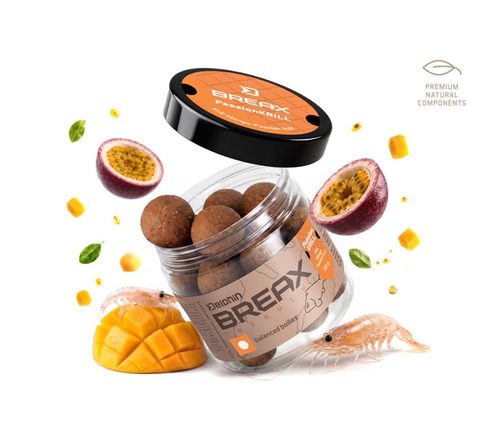 Delphin Vyvážené boilies BreaX/PassionKRILL Krill-Mango 100g