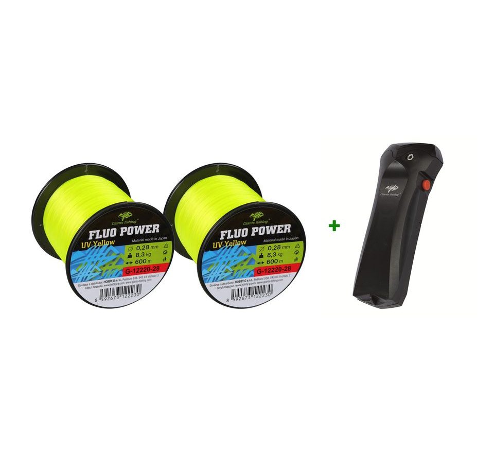 Giants fishing Vlasec Fluo Power UV-Yellow 0,35mm/11,8kg 600m 2ks + Odvíječ vlasce Line Stripper