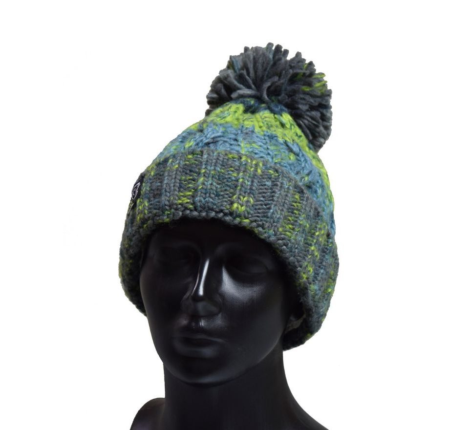 R-Spekt Kulich MAXI PomPom beanie šedozelený