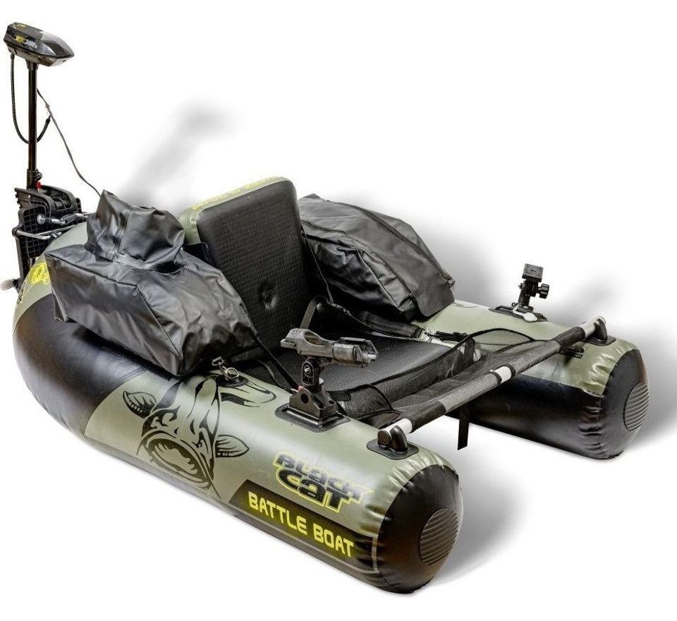 Black Cat Belly boat + Elektromotor Battle Boat Set 170 cm 113 cm
