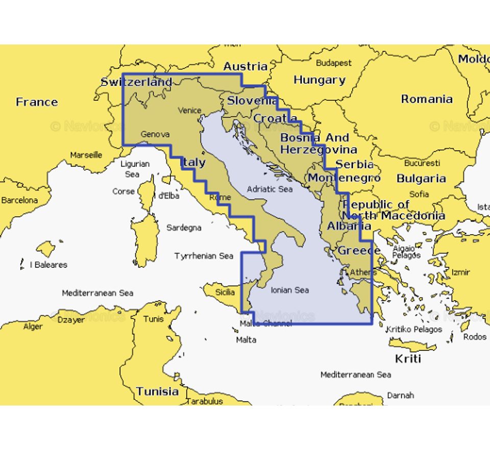 Navionics+ Mapy Itálie, Jaderské moře