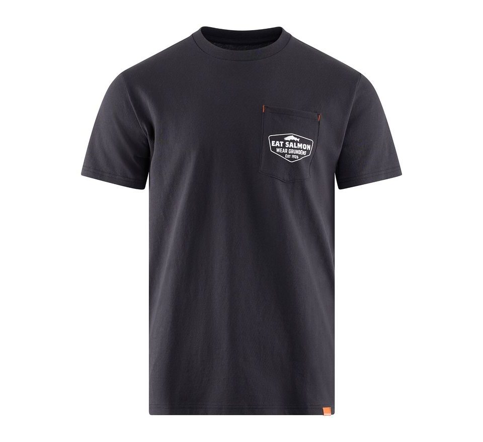 Grundéns Triko Eat Your Words HD Pocket Tee Black Salmon Graphic