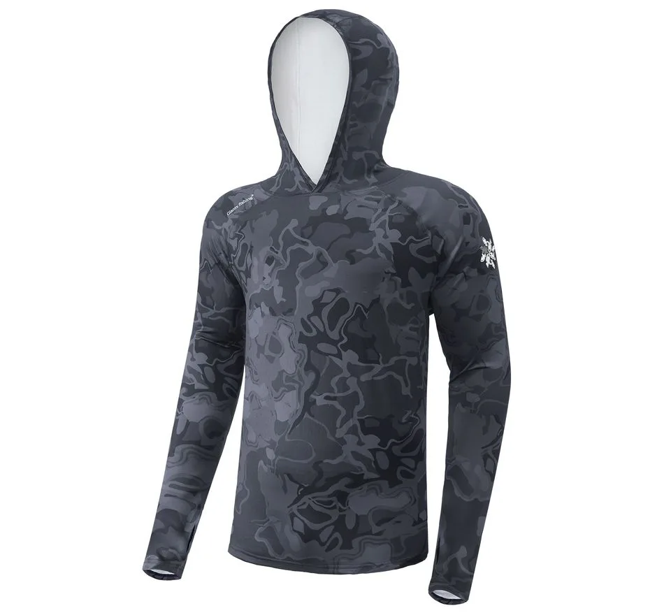 Giants fishing Funkční tričko s dlouhým rukávem UV50+ Hoodie Camo Grey