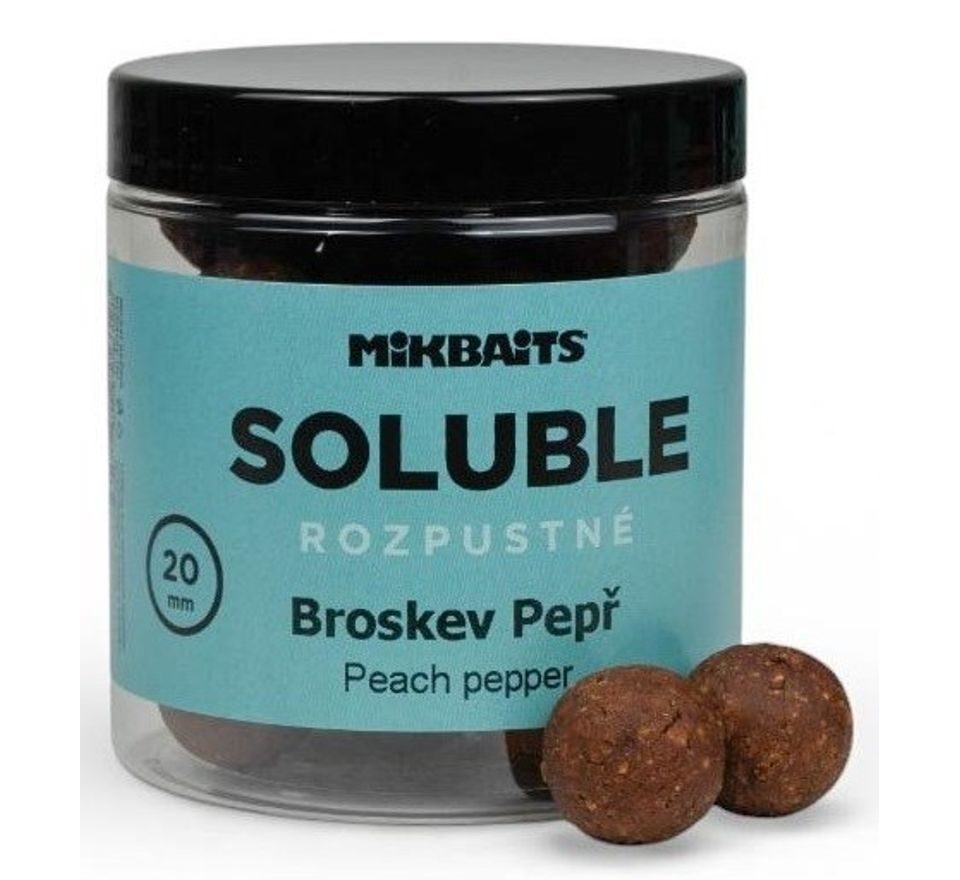 Mikbaits Rozpustné boilies Soluble Broskyňa Korenie 250ml