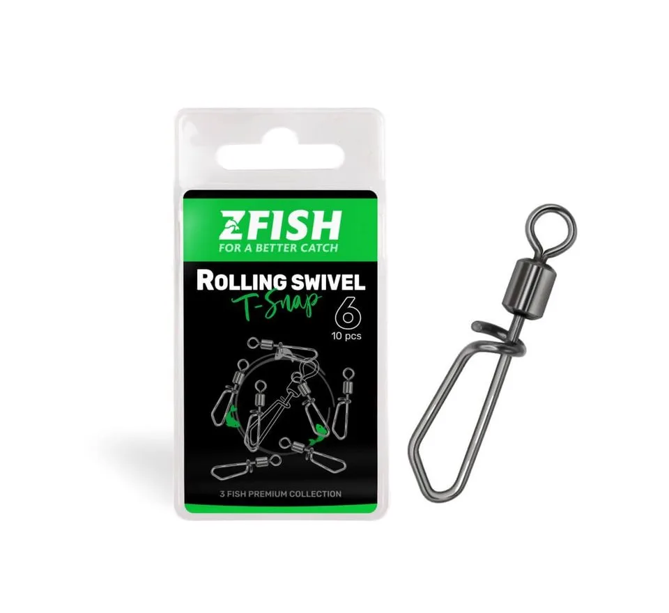 Zfish Obratlík s karabinkou Rolling swivel with T Snap 10ks