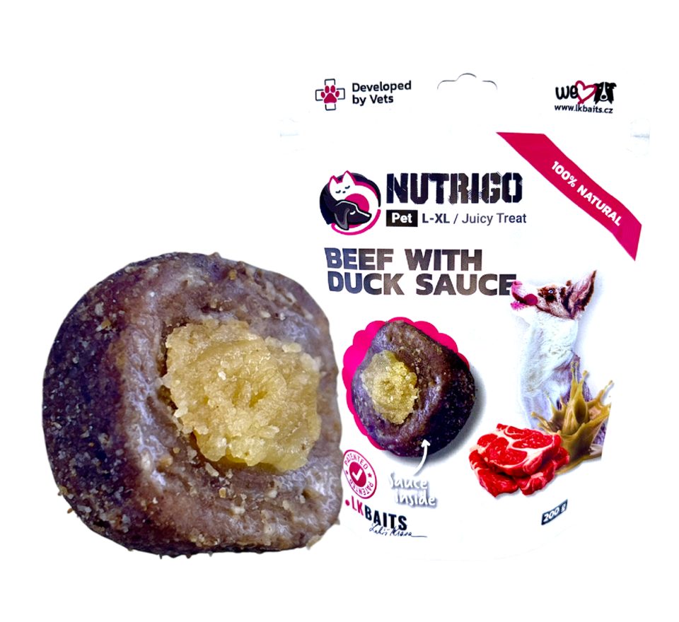 LK Baits Pet Pamlsek Nutrigo Dog Telecí s kachní omáčkou