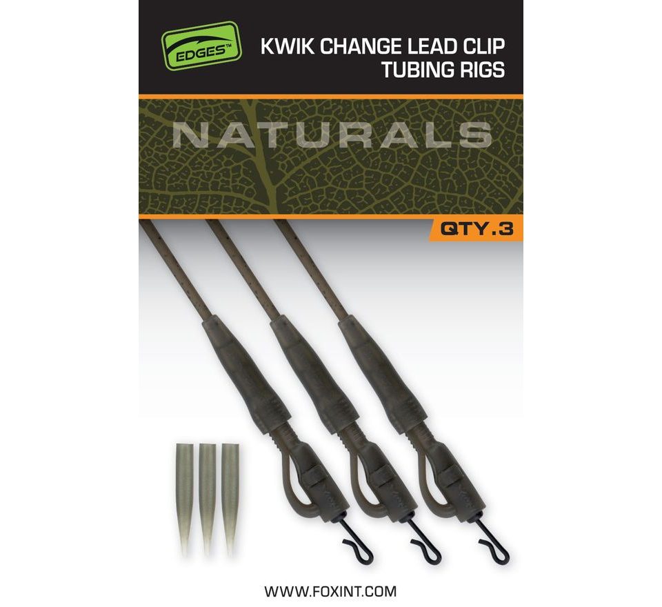 Fox Montáž Edges Naturals Kwik Change Lead Clip Tubing Rigs 3ks