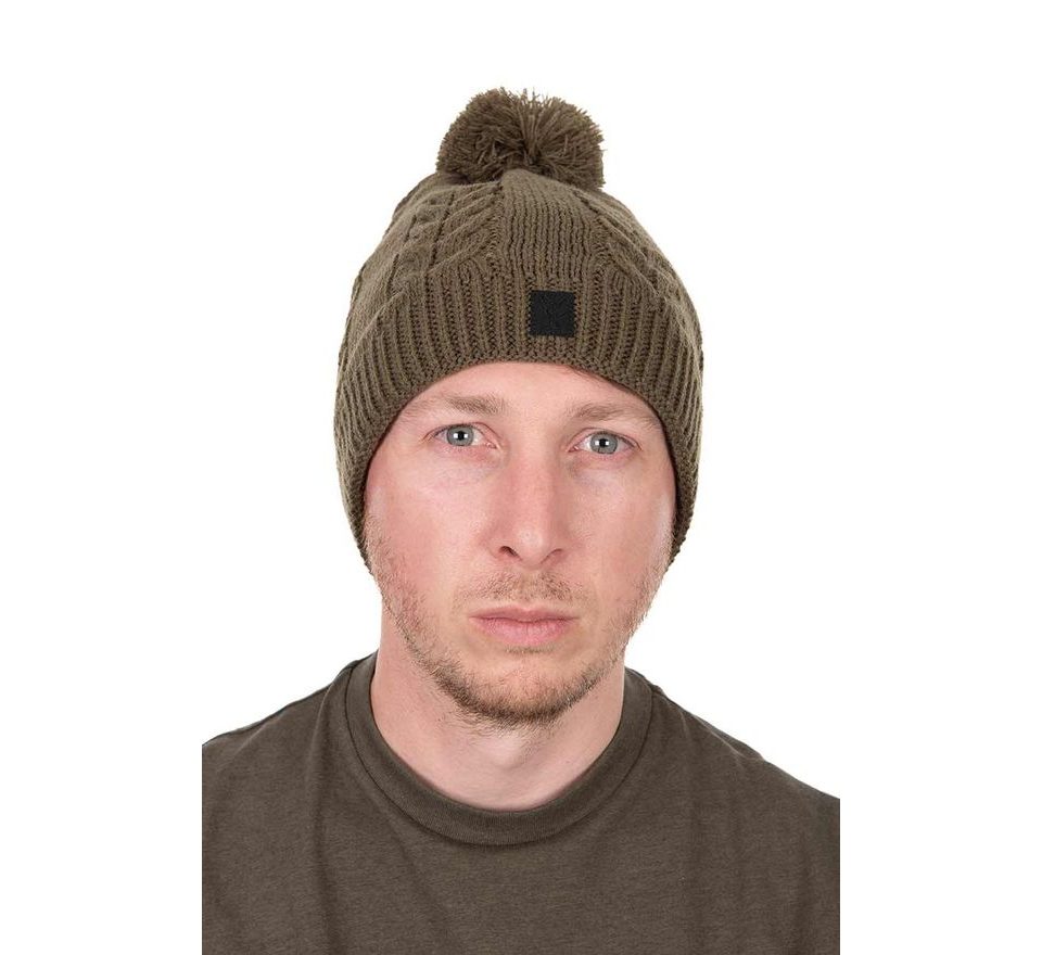 Fox Zimná čiapka Khaki Pletená s Brmbolcom
